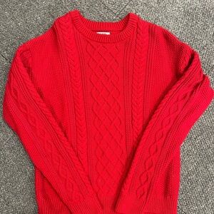 J. Crew Factory Vibrant Red Cable Knit Sweater Size small